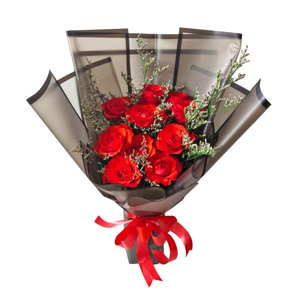 handbouquet buket mawar merah gothic tissue hitam harga 350 ribu